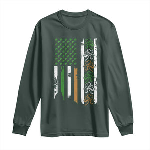 Funny Irish American Vintage Shamrock Flag Long Sleeve Shirt TS11 Dark Forest Green Print Your Wear