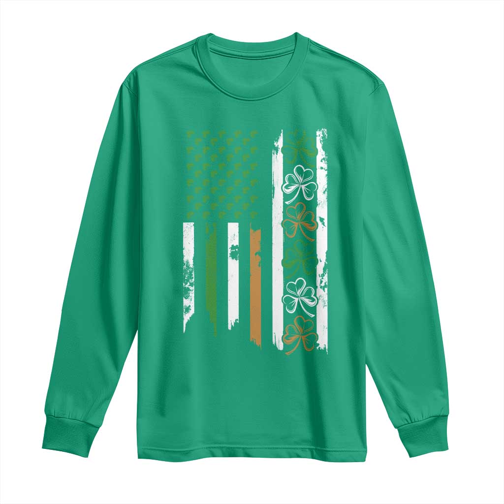 Funny Irish American Vintage Shamrock Flag Long Sleeve Shirt TS11 Irish Green Print Your Wear