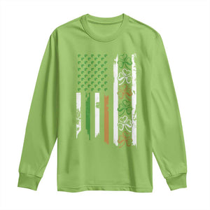 Funny Irish American Vintage Shamrock Flag Long Sleeve Shirt TS11 Lime Print Your Wear