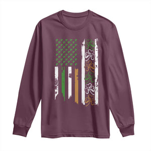 Funny Irish American Vintage Shamrock Flag Long Sleeve Shirt TS11 Maroon Print Your Wear