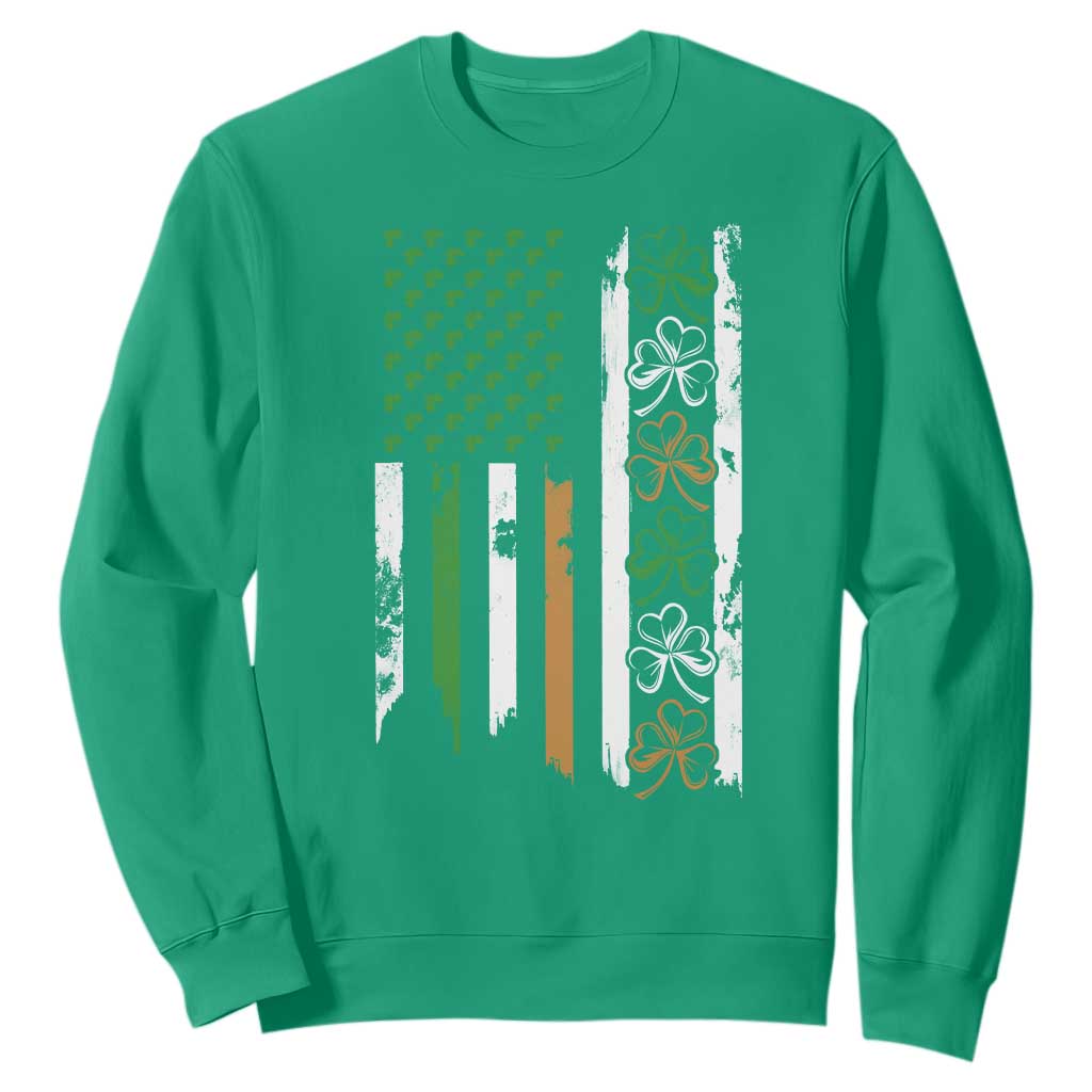 Funny Irish American Vintage Shamrock Flag Sweatshirt TS11 Irish Green Print Your Wear