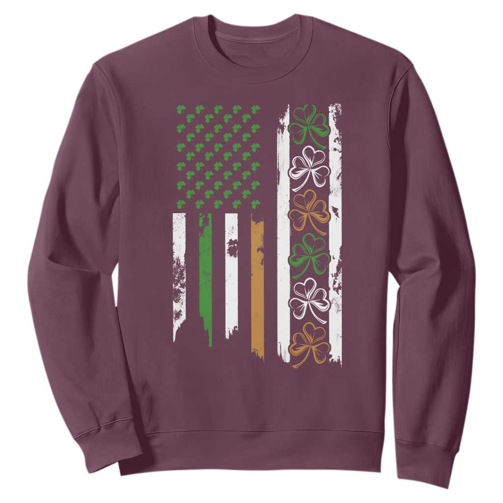 Funny Irish American Vintage Shamrock Flag Sweatshirt TS11 Maroon Print Your Wear