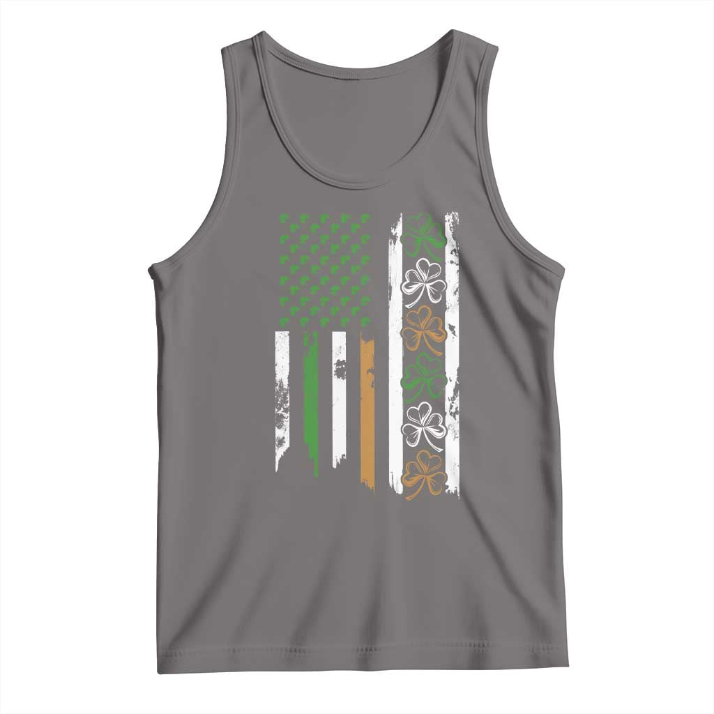 Funny Irish American Vintage Shamrock Flag Tank Top TS11 Deep Heather Print Your Wear
