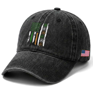 Funny Irish American Vintage Shamrock Flag Washed Cotton Baseball Cap TS11 Print Your Wear