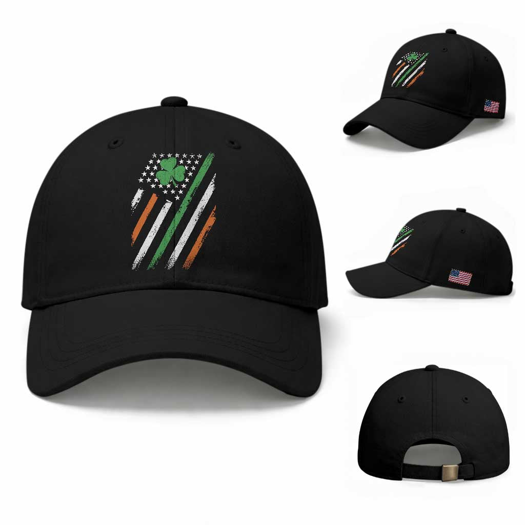 Funny Irish American Flag Shamrock Baseball Cap TS11 Baseball Cap Universal Fit Black Print Your Wear