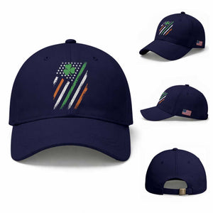 Funny Irish American Flag Shamrock Baseball Cap TS11 Baseball Cap Universal Fit Dark Blue Print Your Wear