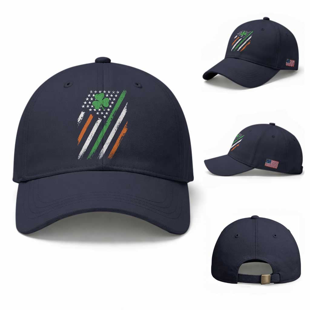 Funny Irish American Flag Shamrock Baseball Cap TS11 Baseball Cap Universal Fit Navy Print Your Wear