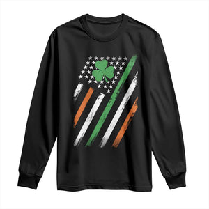 Funny Irish American Flag Shamrock Long Sleeve Shirt TS11 Black Print Your Wear