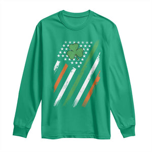 Funny Irish American Flag Shamrock Long Sleeve Shirt TS11 Irish Green Print Your Wear