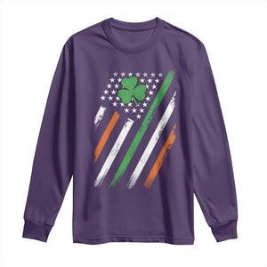 Funny Irish American Flag Shamrock Long Sleeve Shirt TS11 Purple Print Your Wear