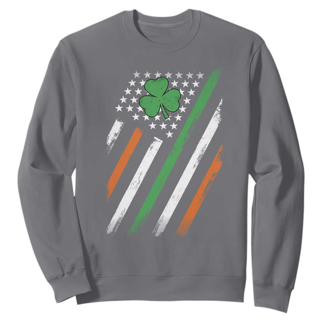 Funny Irish American Flag Shamrock Sweatshirt TS11 Charcoal Print Your Wear