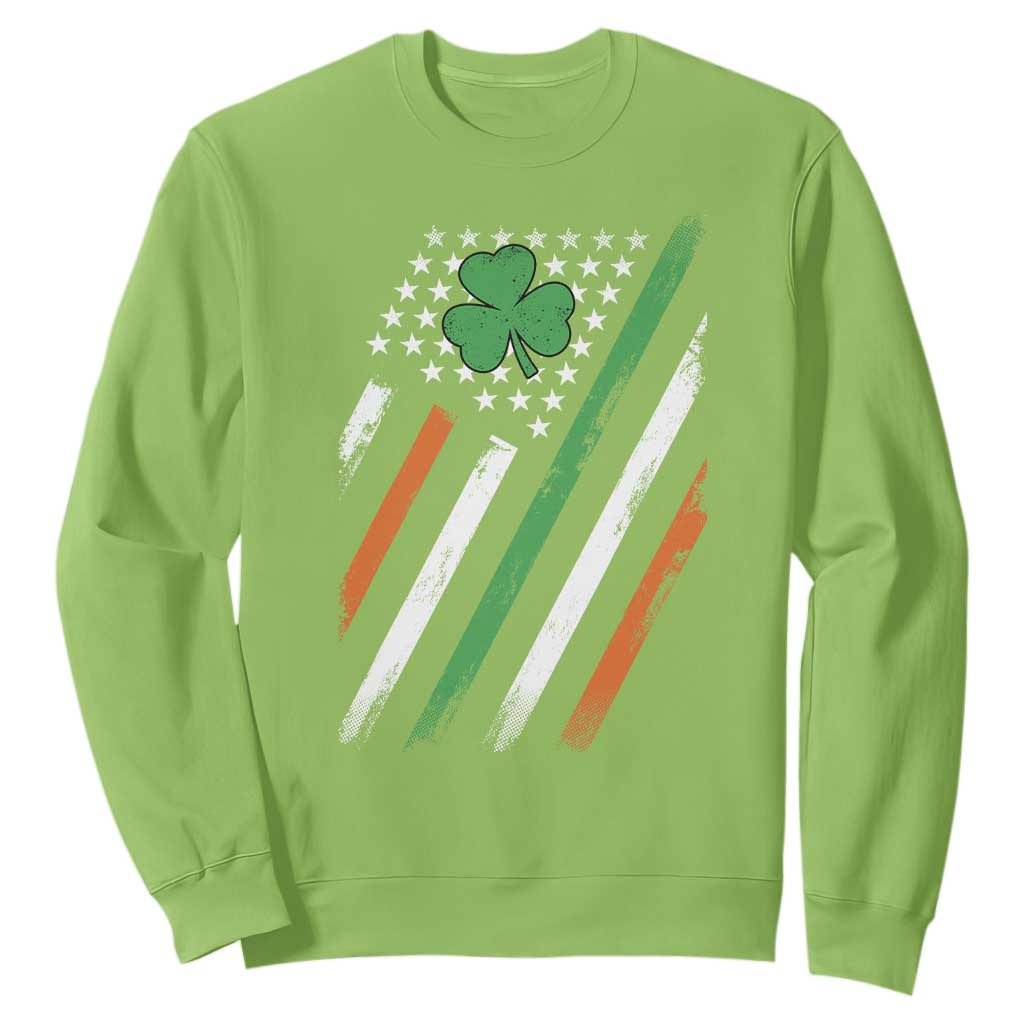Funny Irish American Flag Shamrock Sweatshirt TS11 Lime Print Your Wear