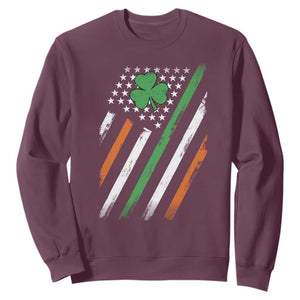 Funny Irish American Flag Shamrock Sweatshirt TS11 Maroon Print Your Wear