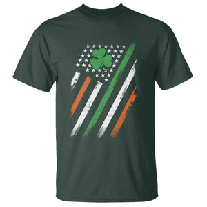 Funny Irish American Flag Shamrock T Shirt TS11 Dark Forest Green Print Your Wear