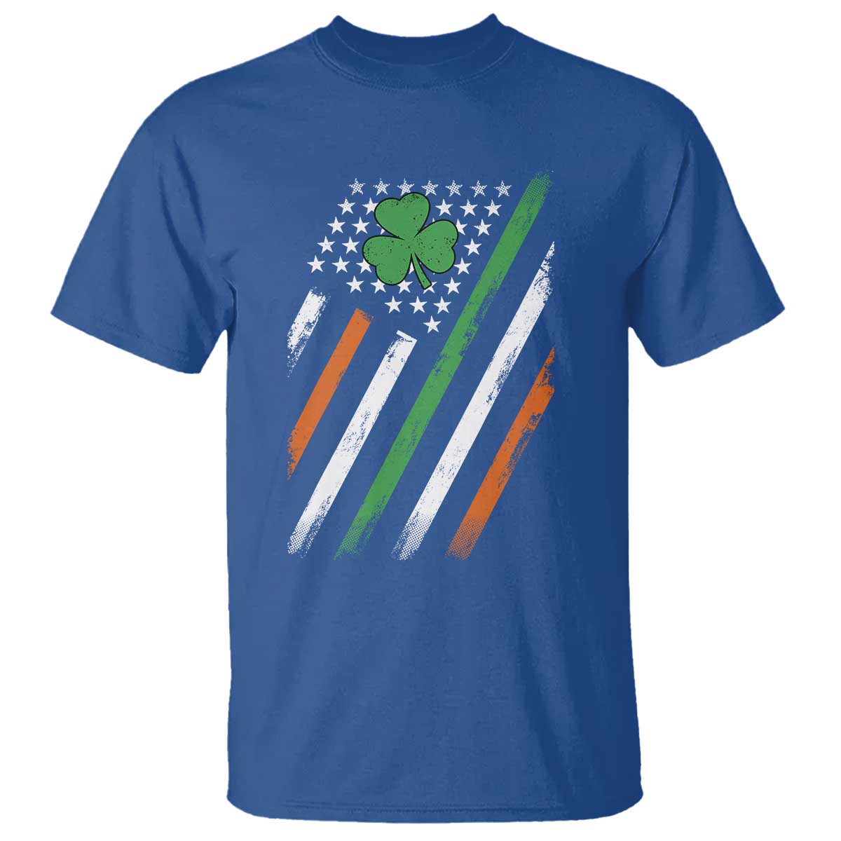 Funny Irish American Flag Shamrock T Shirt TS11 Royal Blue Print Your Wear
