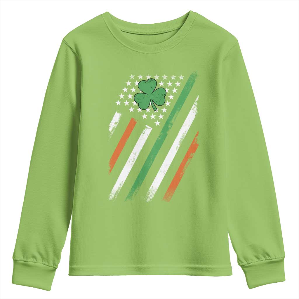 Funny Irish American Flag Shamrock Youth Sweatshirt TS11 Lime Print Your Wear
