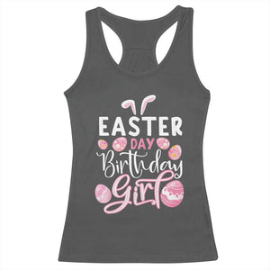 Funny Easter Day Birthday Girl Racerback Tank Top Born On Easter Day Eggs TS11 Dark Heather Print Your Wear