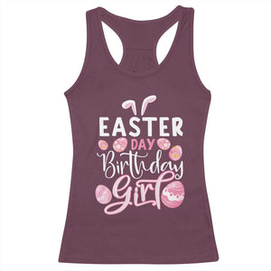 Funny Easter Day Birthday Girl Racerback Tank Top Born On Easter Day Eggs TS11 Maroon Print Your Wear