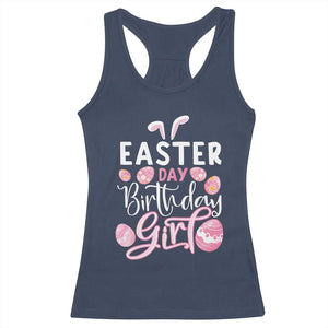 Funny Easter Day Birthday Girl Racerback Tank Top Born On Easter Day Eggs TS11 Navy Print Your Wear