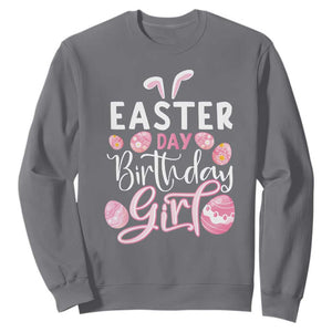 Funny Easter Day Birthday Girl Sweatshirt Born On Easter Day Eggs TS11 Charcoal Print Your Wear
