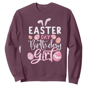 Funny Easter Day Birthday Girl Sweatshirt Born On Easter Day Eggs TS11 Maroon Print Your Wear