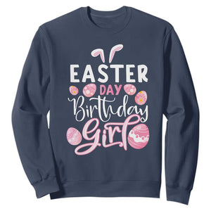 Funny Easter Day Birthday Girl Sweatshirt Born On Easter Day Eggs TS11 Navy Print Your Wear