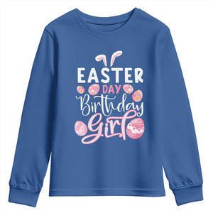 Funny Easter Day Birthday Girl Youth Sweatshirt Born On Easter Day Eggs TS11 Royal Blue Print Your Wear