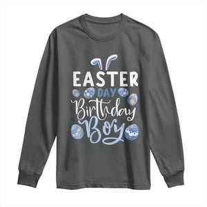 Funny Easter Day Birthday Boy Long Sleeve Shirt Born On Easter Day Eggs TS11 Dark Heather Print Your Wear