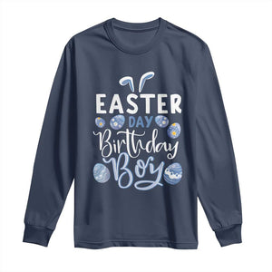 Funny Easter Day Birthday Boy Long Sleeve Shirt Born On Easter Day Eggs TS11 Navy Print Your Wear