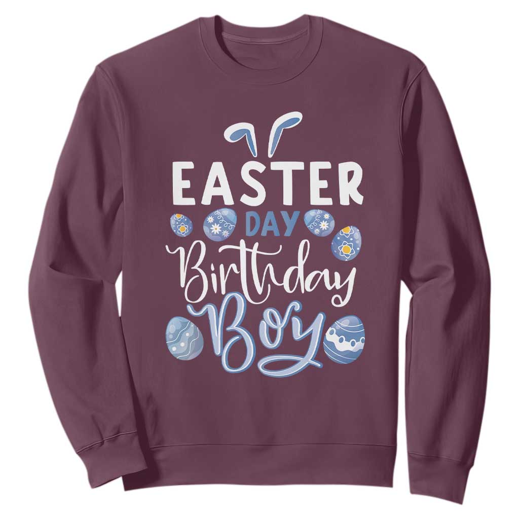 Funny Easter Day Birthday Boy Sweatshirt Born On Easter Day Eggs TS11 Maroon Print Your Wear