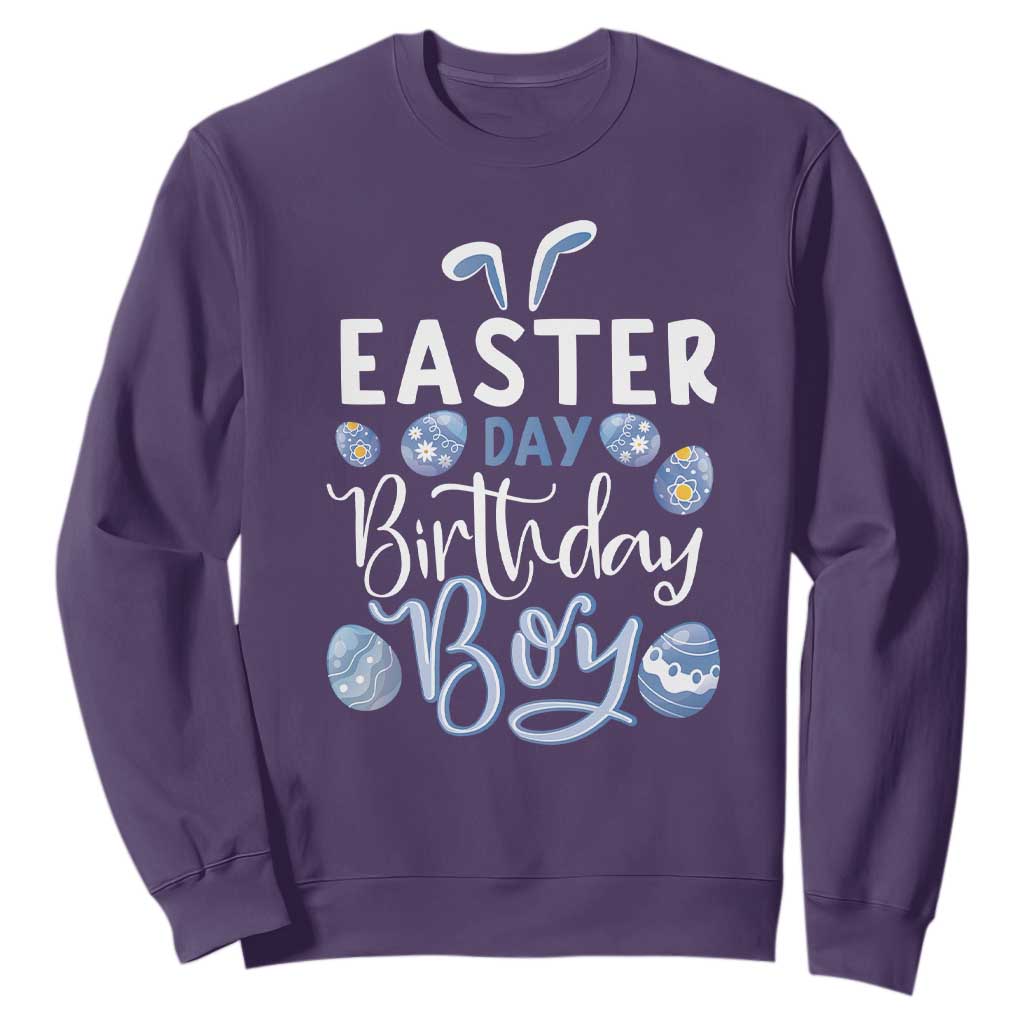 Funny Easter Day Birthday Boy Sweatshirt Born On Easter Day Eggs TS11 Purple Print Your Wear