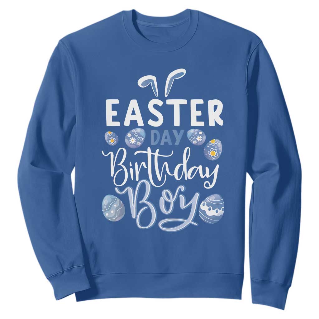 Funny Easter Day Birthday Boy Sweatshirt Born On Easter Day Eggs TS11 Royal Blue Print Your Wear