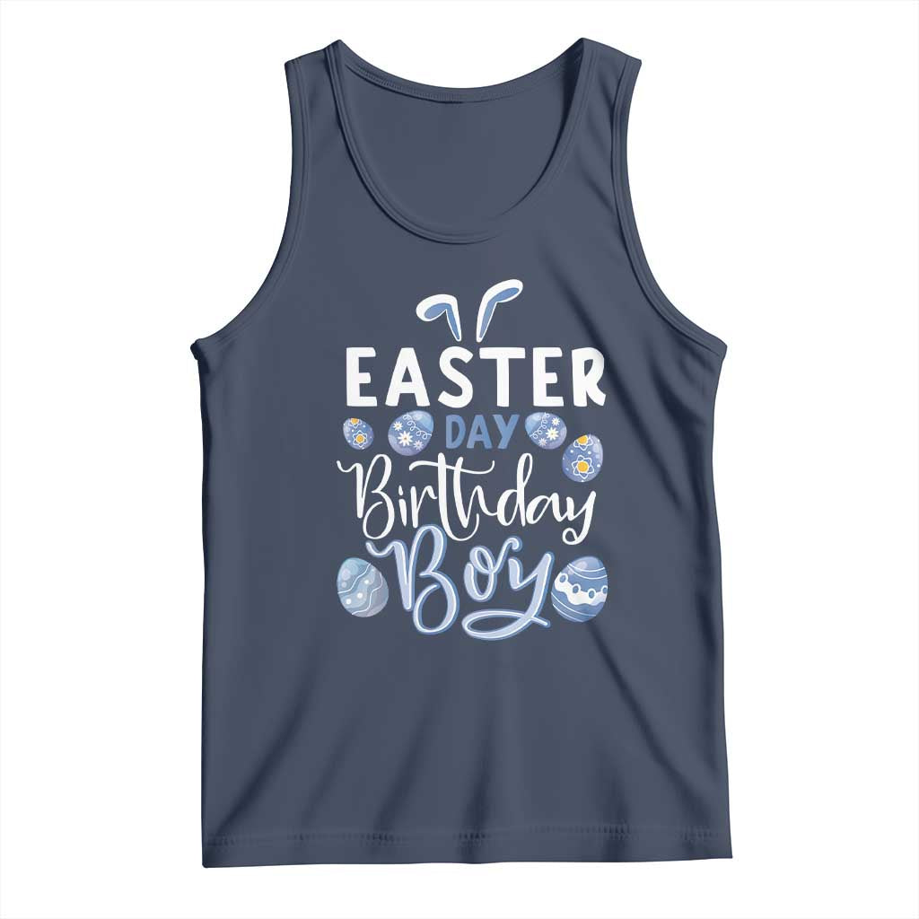 Funny Easter Day Birthday Boy Tank Top Born On Easter Day Eggs TS11 Navy Print Your Wear