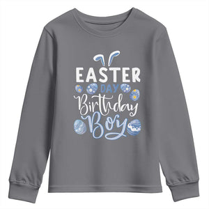 Funny Easter Day Birthday Boy Youth Sweatshirt Born On Easter Day Eggs TS11 Charcoal Print Your Wear