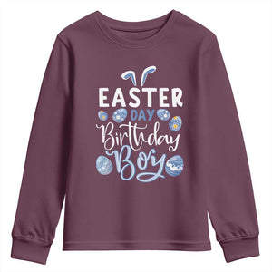 Funny Easter Day Birthday Boy Youth Sweatshirt Born On Easter Day Eggs TS11 Maroon Print Your Wear