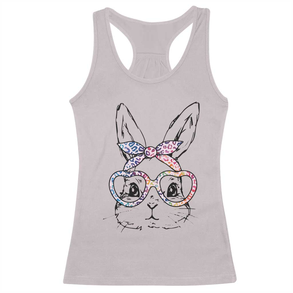 Easter Day Bunny Rabbit Face Tie Dye Glasses Racerback Tank Top TS11 Ice Gray Print Your Wear