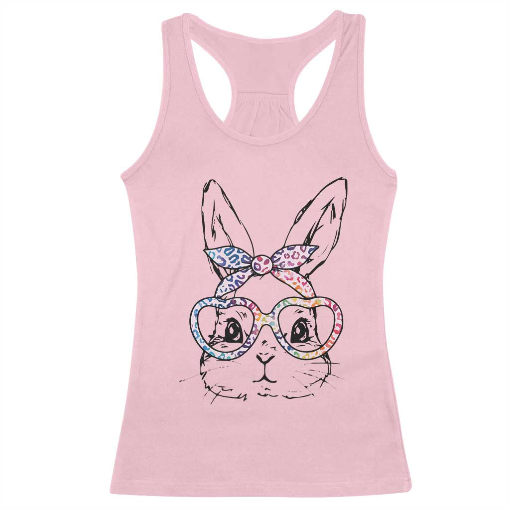 Easter Day Bunny Rabbit Face Tie Dye Glasses Racerback Tank Top TS11 Light Pink Print Your Wear