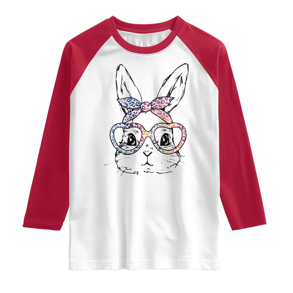 Easter Day Bunny Rabbit Face Tie Dye Glasses Raglan Shirt TS11 White Red Print Your Wear