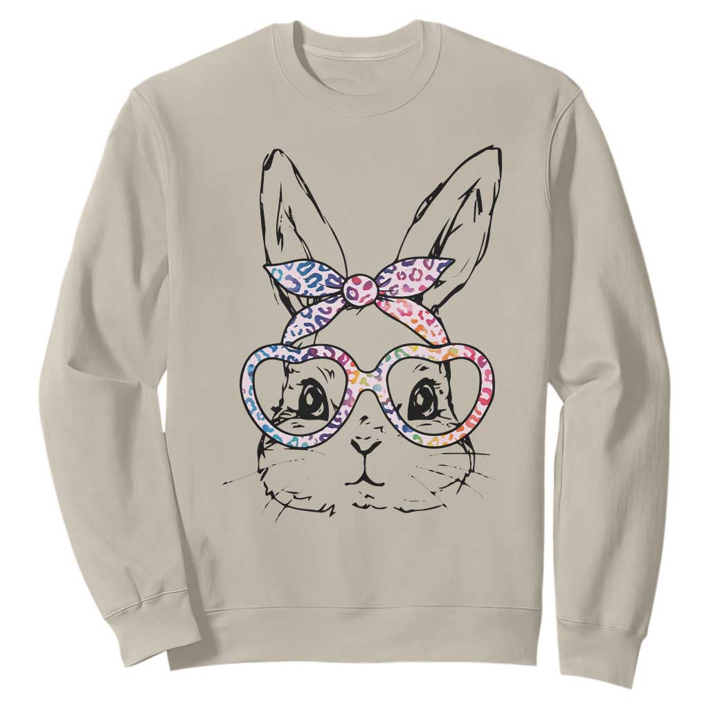 Easter Day Bunny Rabbit Face Tie Dye Glasses Sweatshirt TS11 Sand Print Your Wear