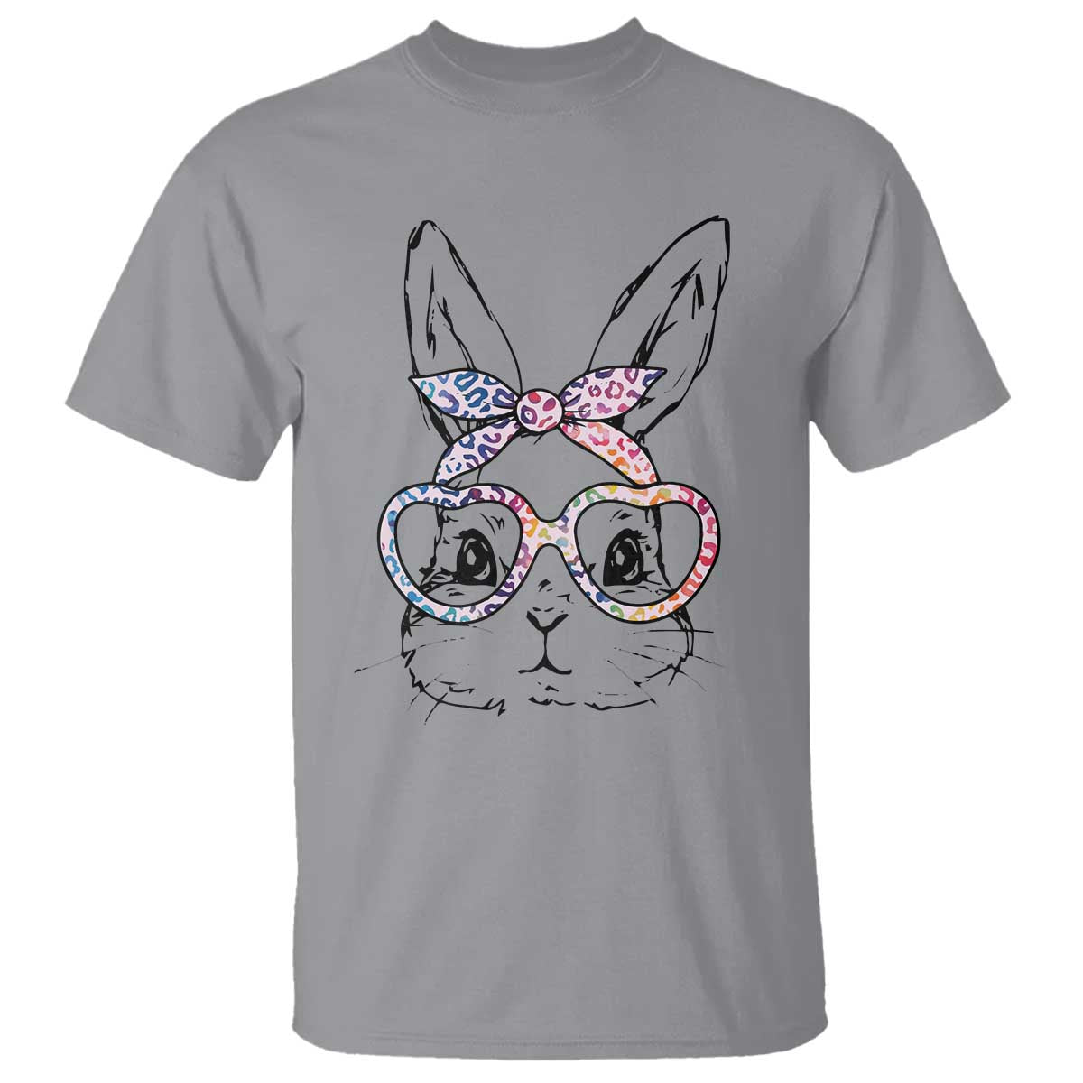 Easter Day Bunny Rabbit Face Tie Dye Glasses T Shirt TS11 Sport Gray Print Your Wear