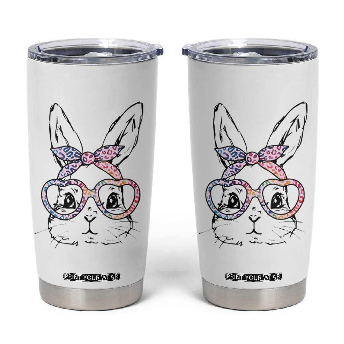 Easter Day Bunny Rabbit Face Tie Dye Glasses Tumbler Cup TS11 White Print Your Wear