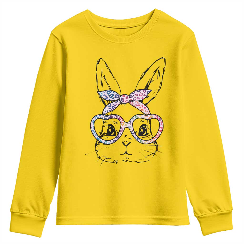 Easter Day Bunny Rabbit Face Tie Dye Glasses Youth Sweatshirt TS11 Daisy Print Your Wear