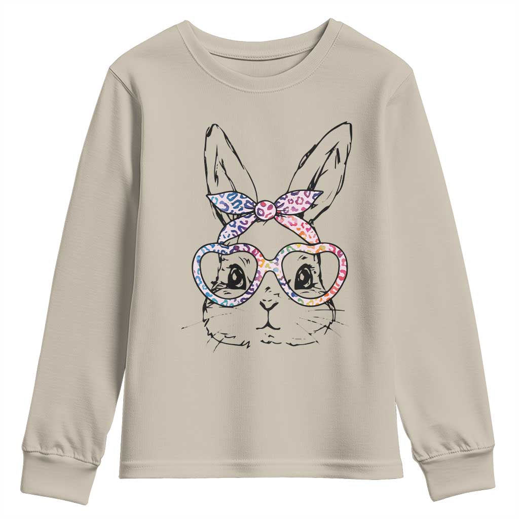 Easter Day Bunny Rabbit Face Tie Dye Glasses Youth Sweatshirt TS11 Sand Print Your Wear
