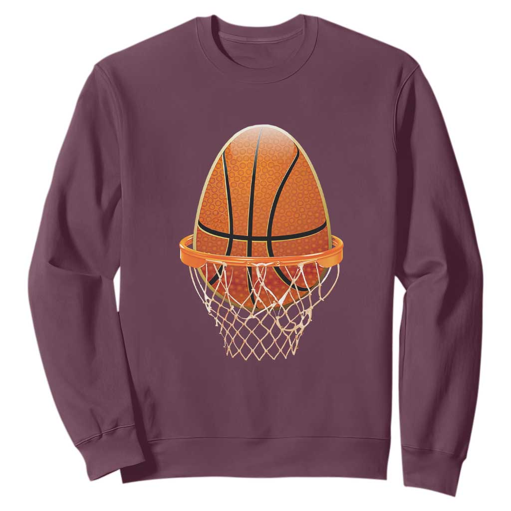 Funny Easter Egg Basketball Sport Lover Sweatshirt TS11 Maroon Print Your Wear