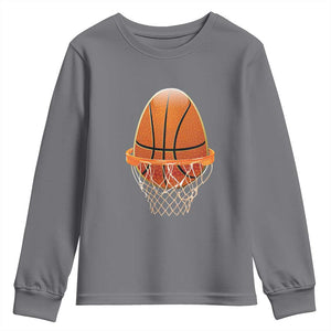 Funny Easter Egg Basketball Sport Lover Youth Sweatshirt TS11 Charcoal Print Your Wear