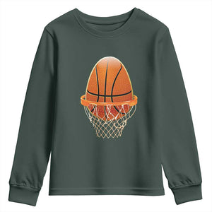 Funny Easter Egg Basketball Sport Lover Youth Sweatshirt TS11 Dark Forest Green Print Your Wear