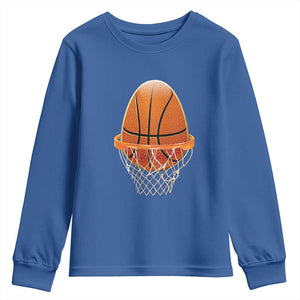 Funny Easter Egg Basketball Sport Lover Youth Sweatshirt TS11 Royal Blue Print Your Wear
