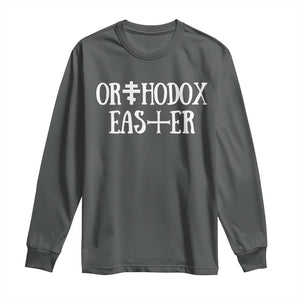 Orthodox Easter Orthodox Christian Faith Jesus Cross Long Sleeve Shirt TS11 Dark Heather Print Your Wear