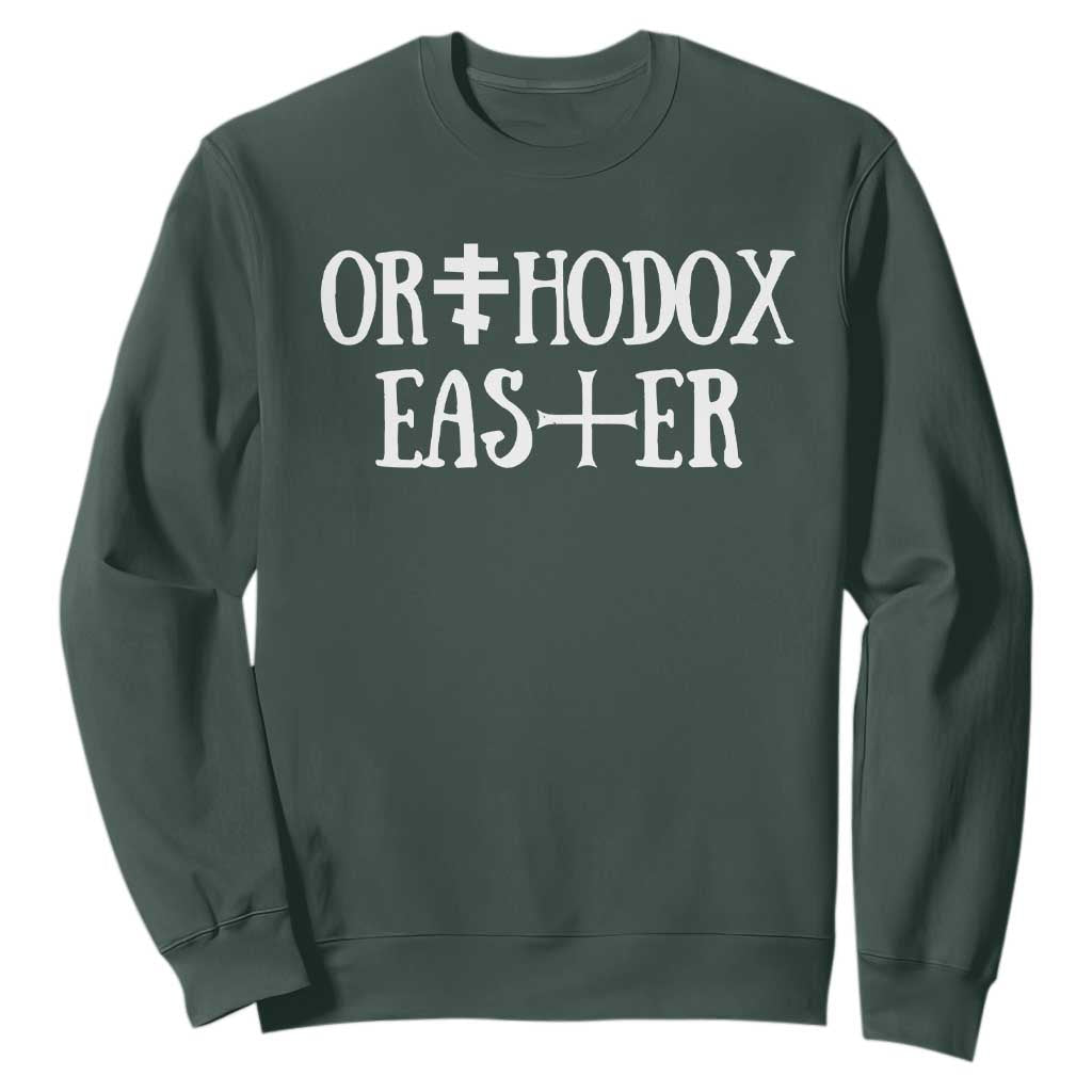 Orthodox Easter Orthodox Christian Faith Jesus Cross Sweatshirt TS11 Dark Forest Green Print Your Wear