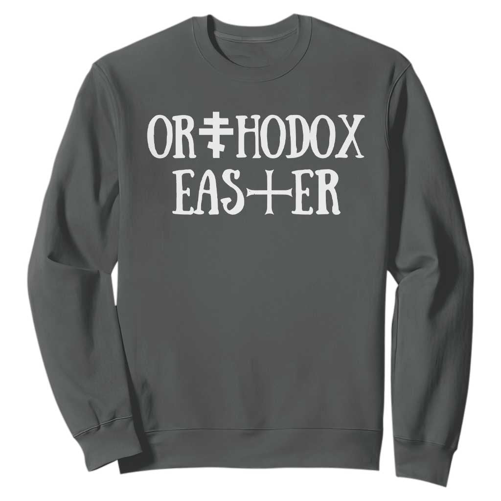 Orthodox Easter Orthodox Christian Faith Jesus Cross Sweatshirt TS11 Dark Heather Print Your Wear